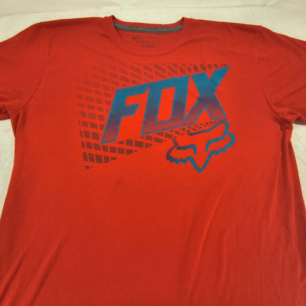 Fox Casual Crew Neck Graphic Short Sleeve T Shirt Mens Size Large L Red